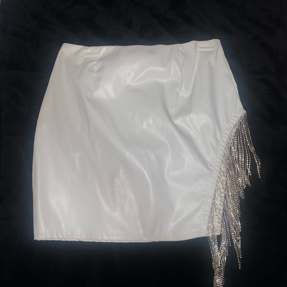 Windsor White Mini Skirt with Fringe